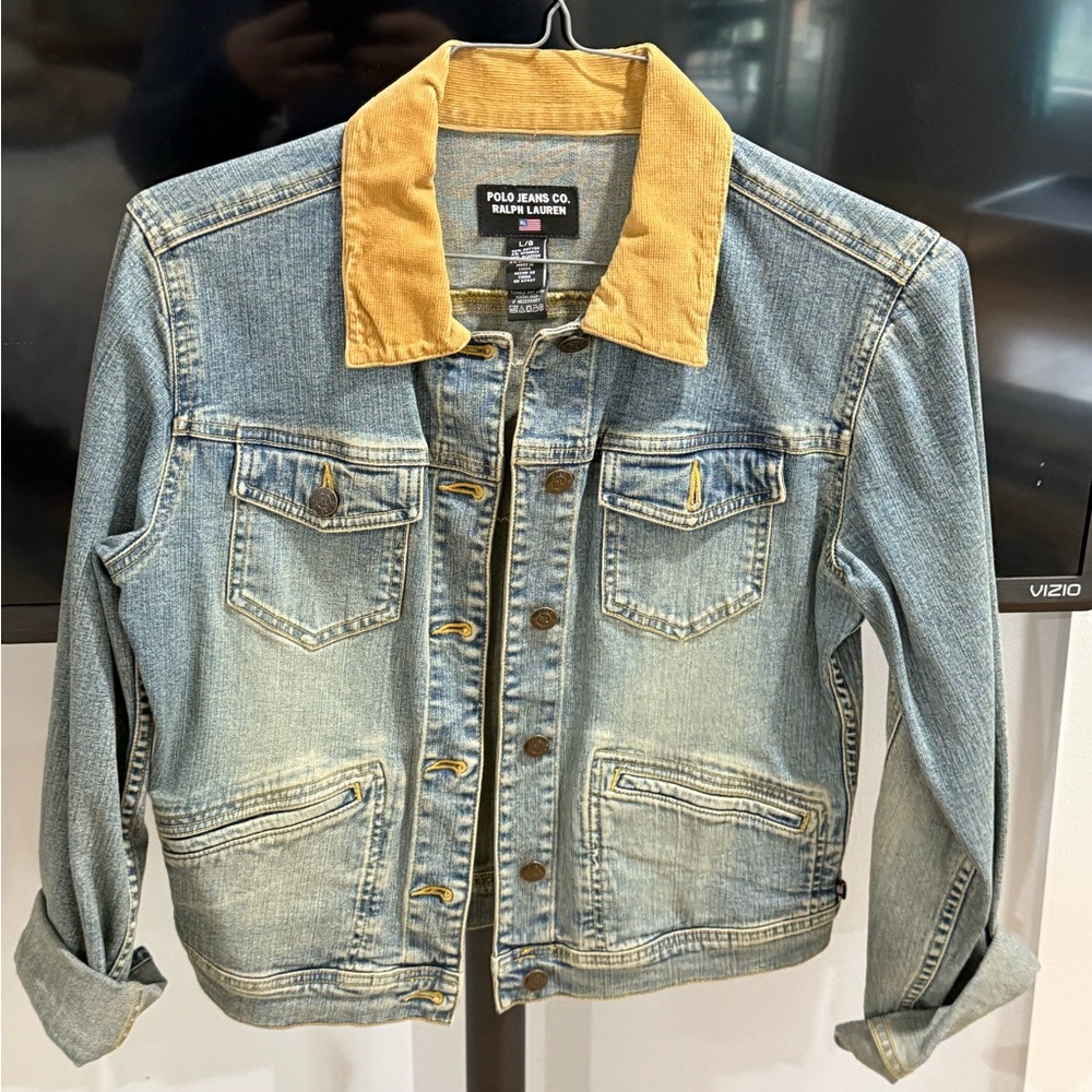 Polo by Ralph Lauren Blue Jean Jacket with Tan Collar